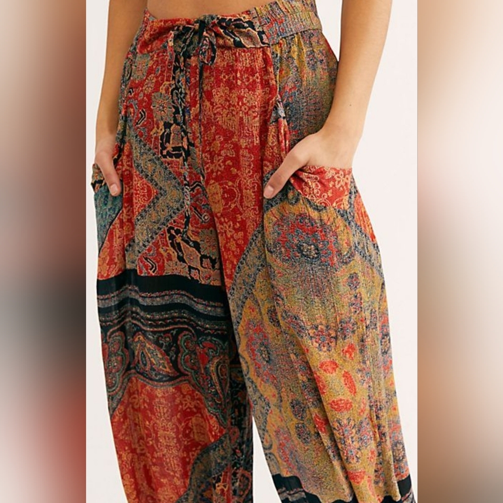 Free People "BEGONIA" BALLOON Boho Wide Leg Pants L Large - Picture 13 of 14